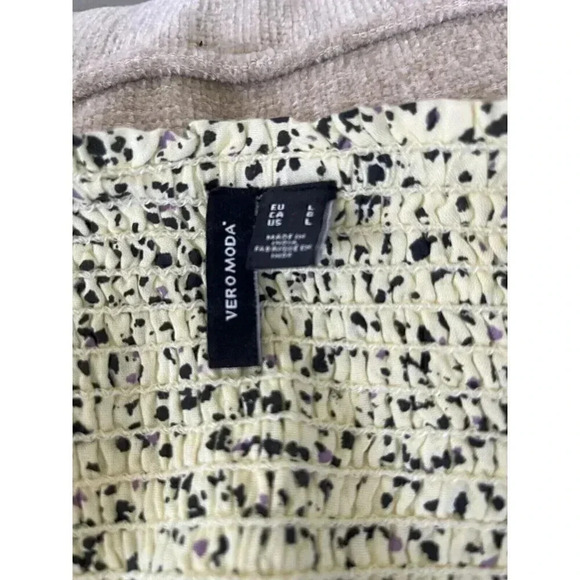 VEROMODA WOMENS SIZE L YELLOW BLACK MINI FLOWY SKIRT MADE IN INDIA - Picture 3 of 5